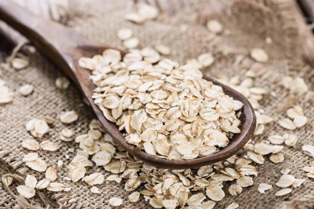 Portion of Oatmeal on a wooden spoon