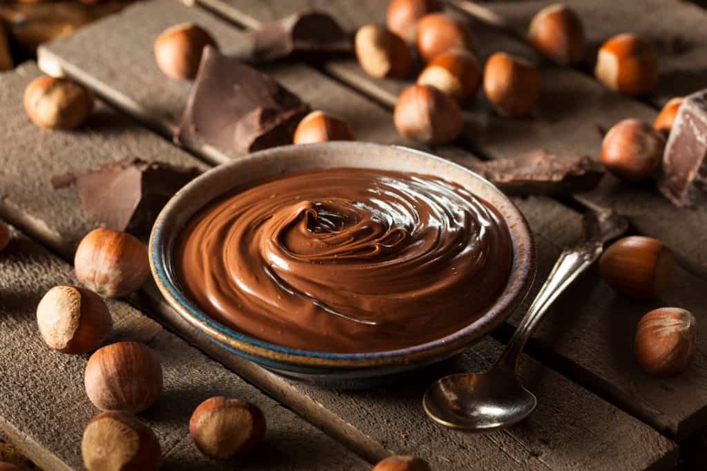 Homemade Chocolate Hazelnut Spread on a Background