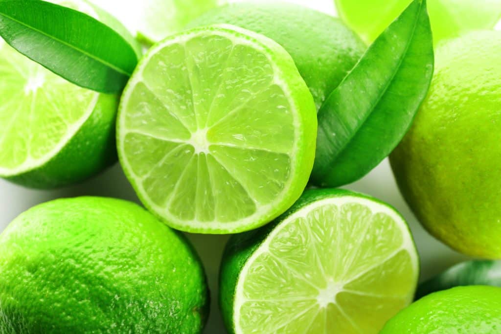 Sliced fresh limes, closeup