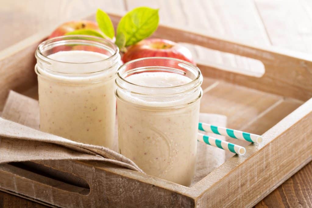 Apple Banana Cinnamon Smoothie in small jars