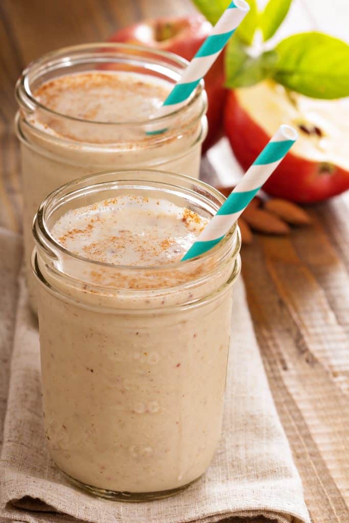 Apple Banana Cinnamon Smoothie in small jars