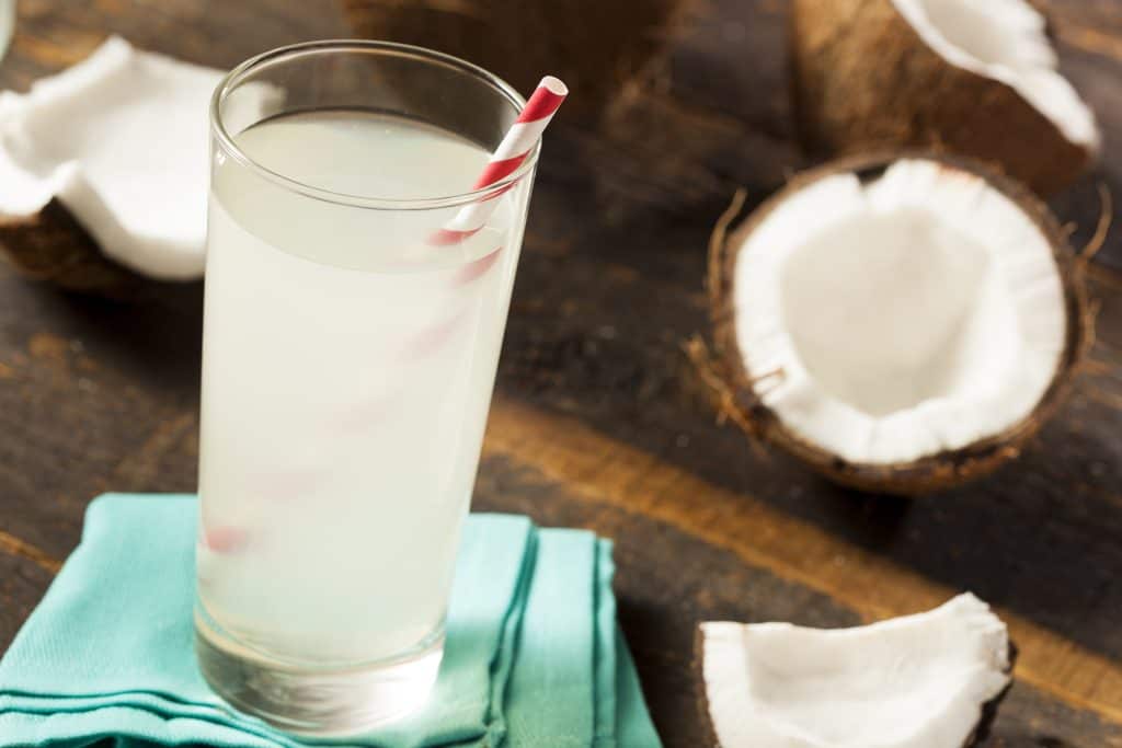 fresh coconut water in a glass