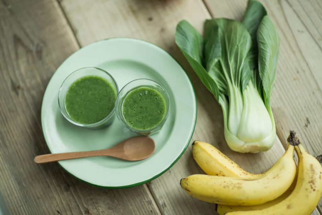 bok choy smoothies made with banana