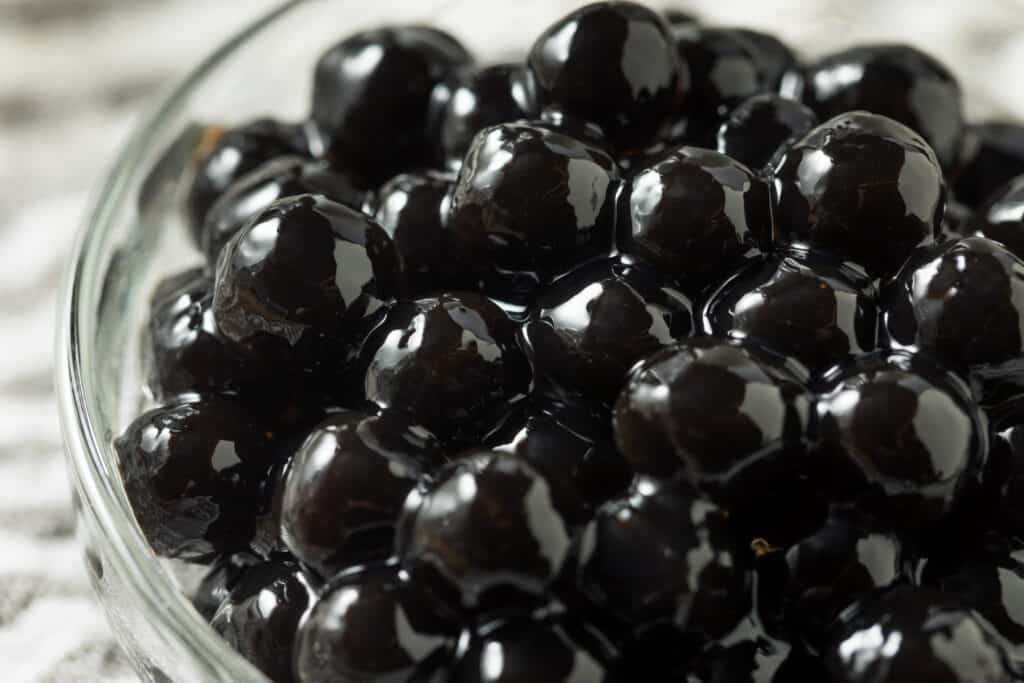 Raw Cooked Organic Tapioca Pearl Balls in a Bowl