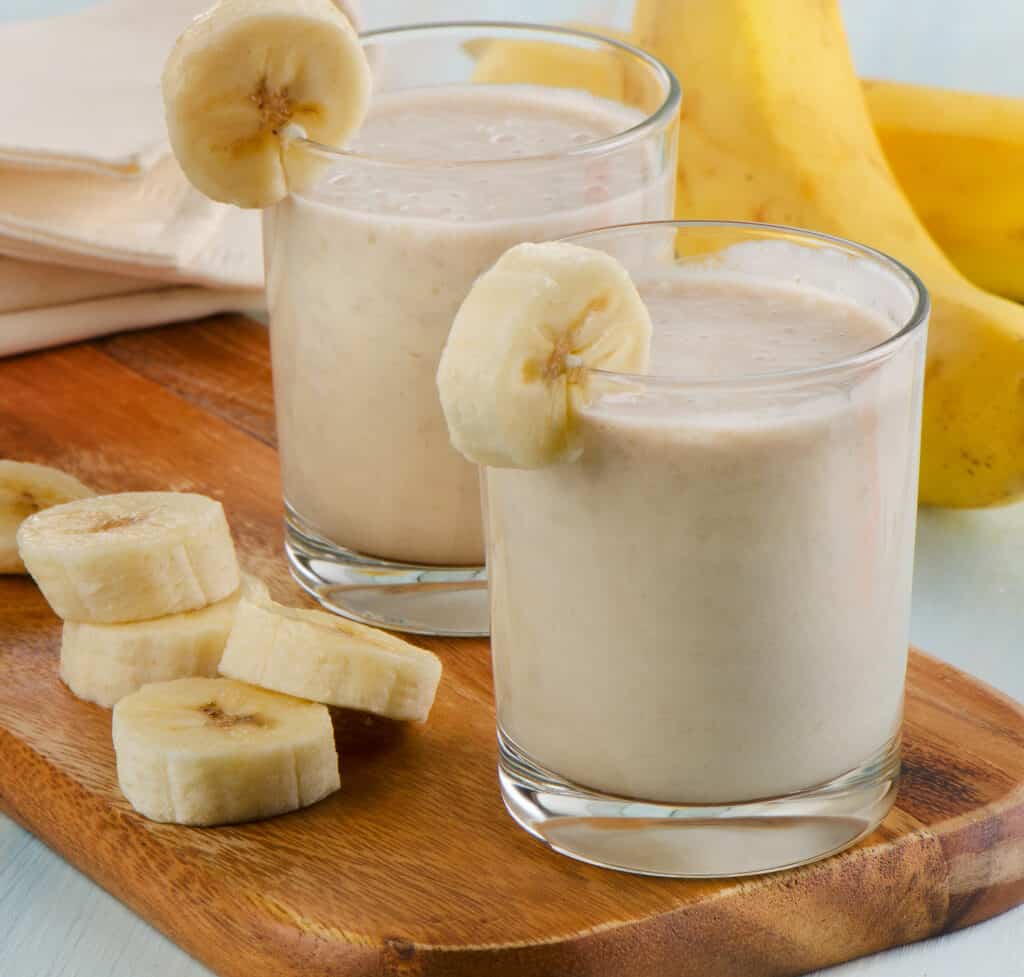 Two glasses of Banana smoothie