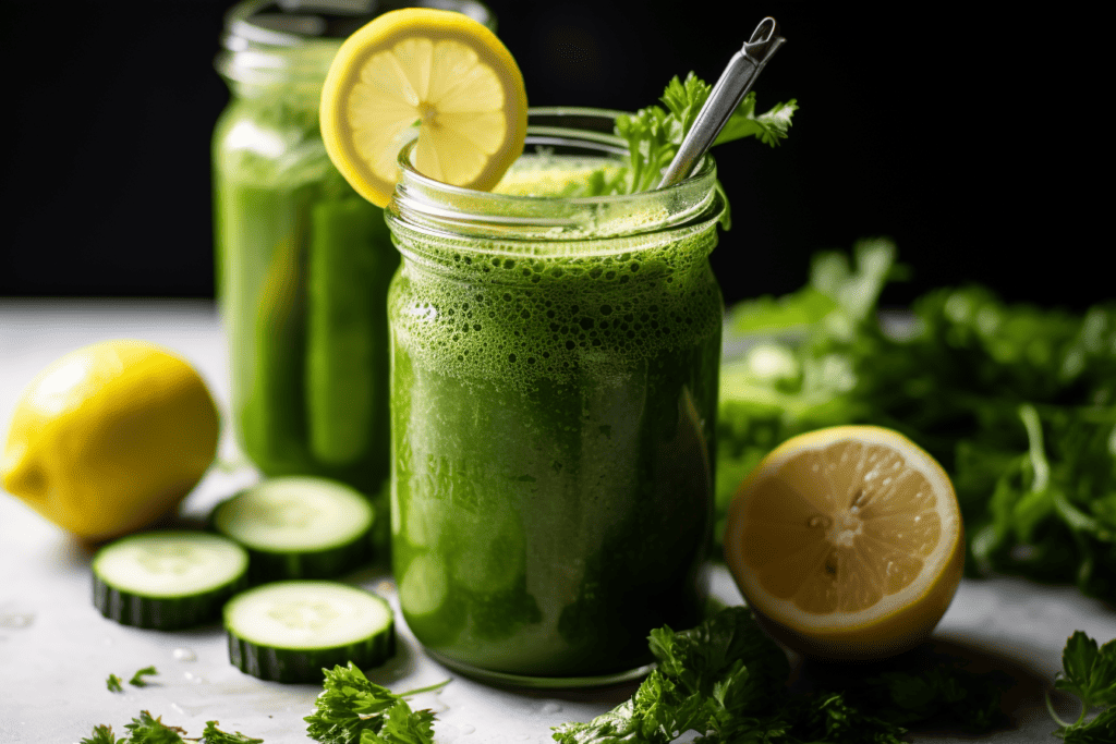 Sea Moss Detox Smoothie in glass with straw